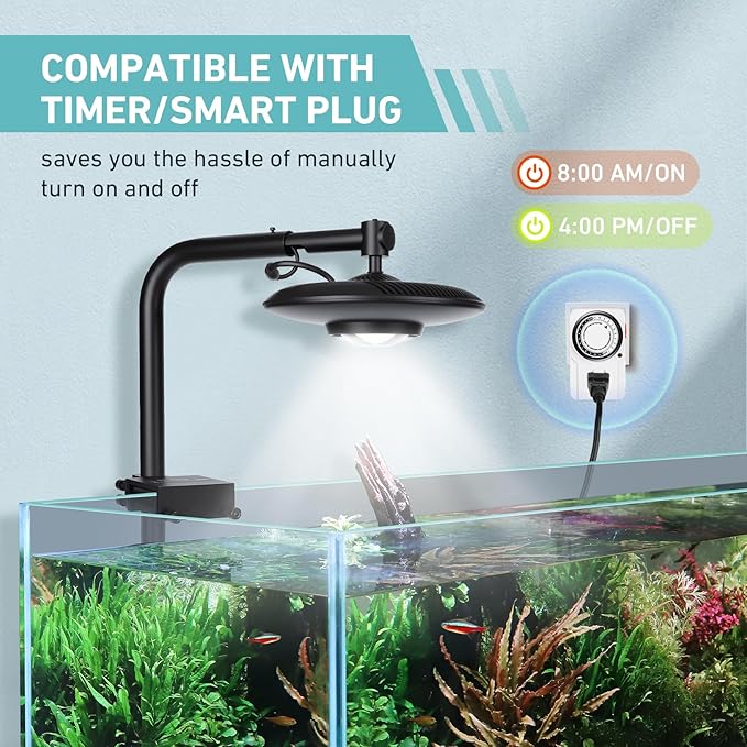 hygger 55W High PAR LED Aquarium Light, Full Spectrum Fish Tank Lighting for Aquascape Planted Tank Paludarium, Adjustable Brightness Aquarium Lamp & Stand Kit