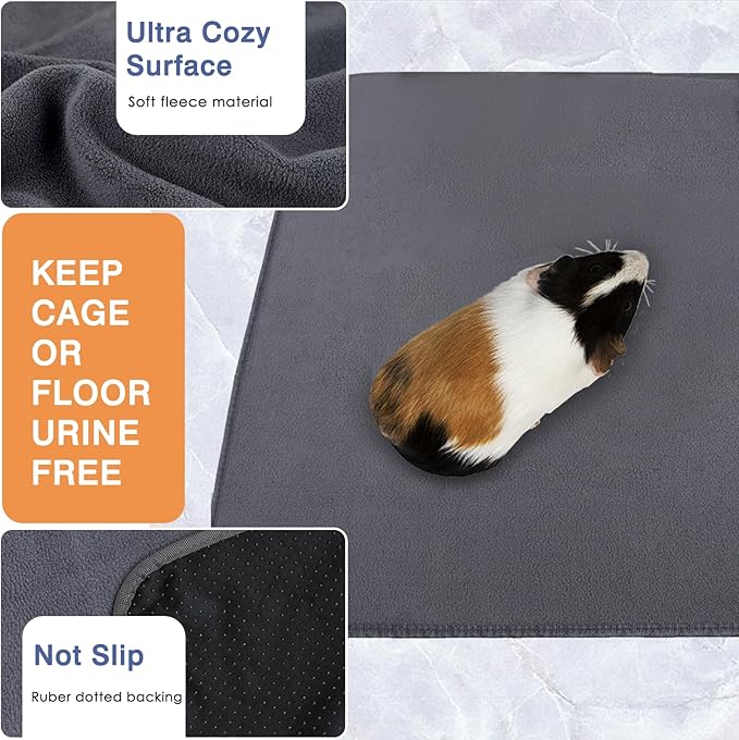 Guinea Pig Fleece Cage Liners for C&C 2x4 Habitat, Washable Reusable Guinea Pig Bedding Super Absorbent Guinea Pig Pee Pads Anti Slip Mat for Rabbit Hamster Rat - 2 Pack 57.1" x 27.6"