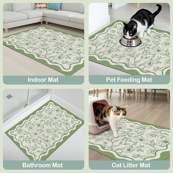 Glittme Premium Cat Litter Mat 33"x22" - Non-Slip & Waterproof Litter Trapping Mat for Litter Boxes - Soft Mesh Kitty Sand Catcher Pad Easy to Clean & Washable Floor Protector