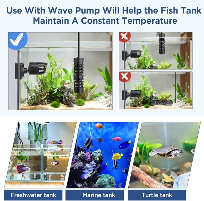 hygger Betta Aquarium Heater,25W/50W/100W/150W Removable Shell Submersible Fish Tank Heater with LED Digital Display,25W Suitable for 1-5 Gallon Freshwater and Saltwater Fish Tank