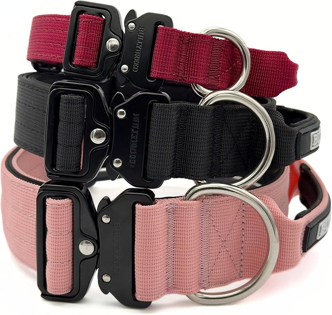 Heavy Duty Dog Collar, Tactical Dog Collar, Dog Collars for Medium Dogs, Waterproof Dog Collar, Dog Training Collar, Quick-Release Metal Buckle, Adjustable Sizes – BULLYBREED (Black, Medium)