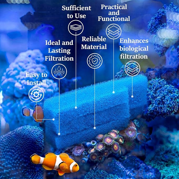 Threlaco 15 Pcs Aquarium Sponge Foam Filter Pads Compatible with Seachem Tidal Replacement Polishing Pad Fish Tank Filter Floss, Media for Crystal Clear Water(Compatible with Seachem Tidal 75,Blue)