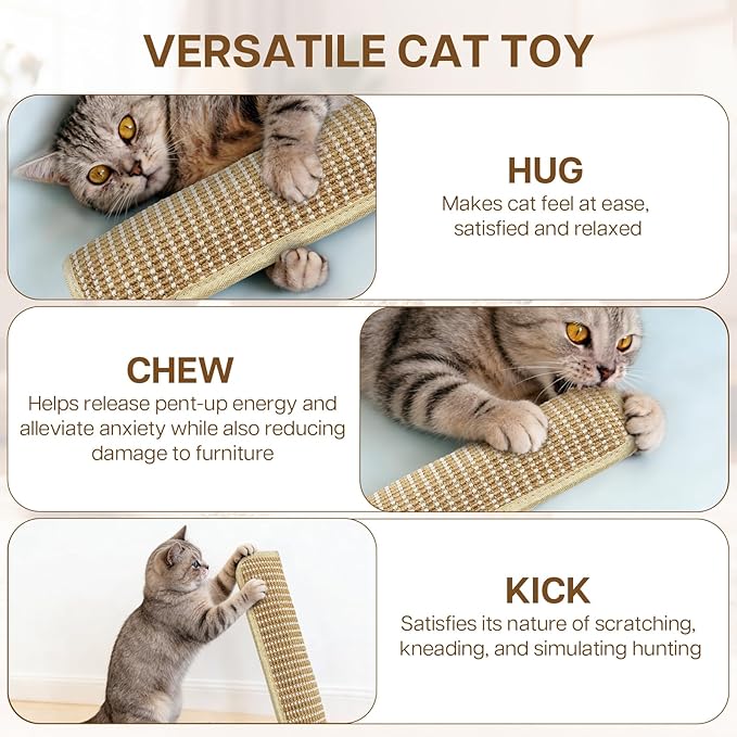 2 Pack 13.4 inch Sisal Pillow Catnip Toy for Cats with Silvervine Sticks, Cat Toys with A+ Organic Catnip Interactive Kicker Toy Scratch-Resistant Safe Chew Toy Teeth Cleaning for Indoor