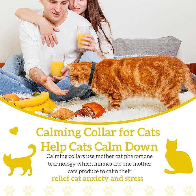4-Pack Cat Calming Collar, Breakaway Cat Collar for Kittens to Large Cats, 4-Week Long Lasting, for Cat Anxiety Relief, Ideal for Indoor Cats(Black)