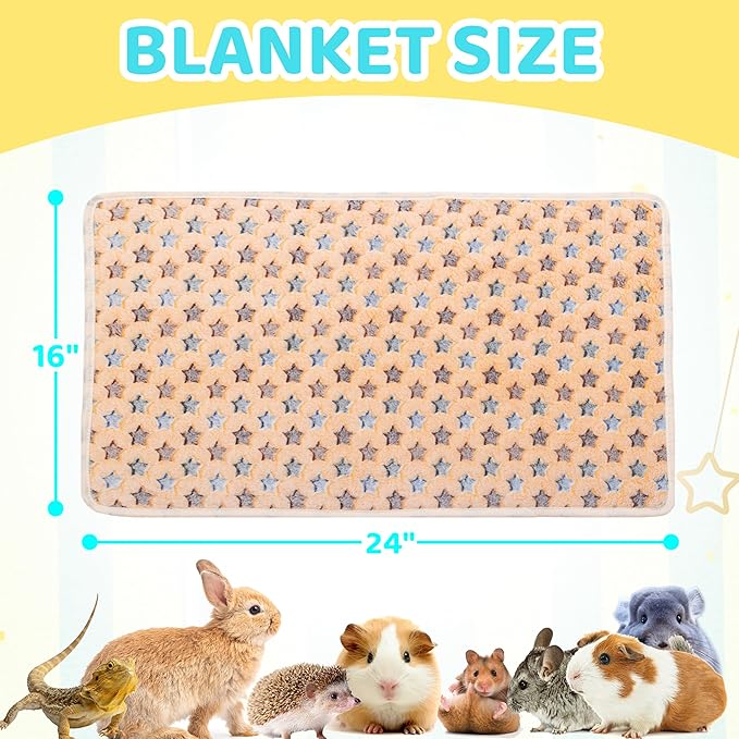 CUSOZWO Guinea Pig Bedding Mat - 6 Pack Fleece Soft Warm Small Animal Blankets for Rat Rabbit Hamster Chinchilla Hedgehog Lizard - Washable Small Pet Cage Liners Sleep Mat Bedding Accessories