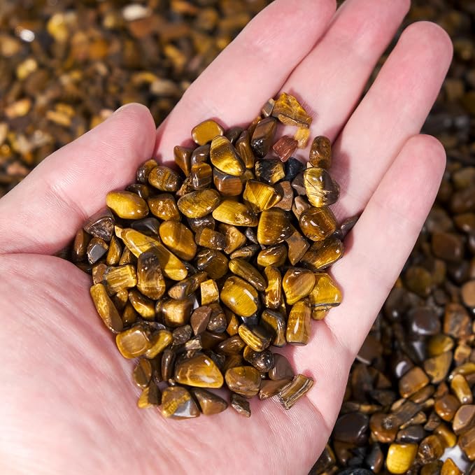 Yellow Tiger Eye Chips Bulk 1lb, 1200+ Pieces, 5-8mm Natural Gemstones