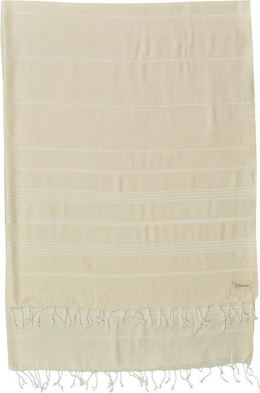 Bersuse Towels Anatolia XL Beach Blanket Throw Blanket Turkish Towel 100% Cotton Extra-Large Quick-Dry Lightweight Premium Peshtemal Towel - 61x82 Inches, Natural (Set of 6)