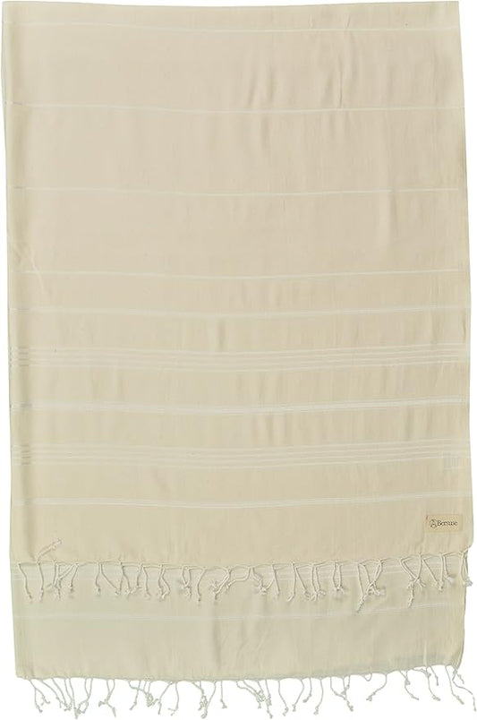 Bersuse Towels Anatolia XL Beach Blanket Throw Blanket Turkish Towel 100% Cotton Extra-Large Quick-Dry Lightweight Premium Peshtemal Towel - 61x82 Inches, Natural