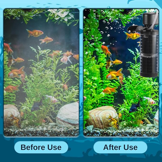 XpertMatic 15W Aquarium Filter 2 Stages 238 GPH (900L/h) | for Up to 70 Gallon Fish Tank, Submersible Internal Tank Filter and Water Pump, Power Filter for Fish Tank