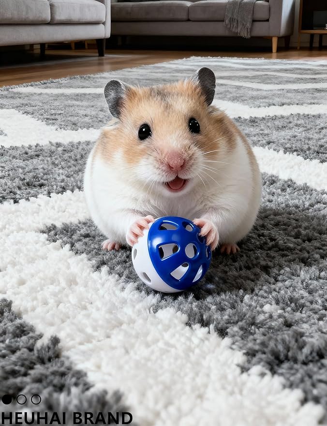 10-Pack Hamster Toys with Bell, Colorful Balls for Pet Hamsters, Scurry Back and Forth (1.5'' - 2.2'')