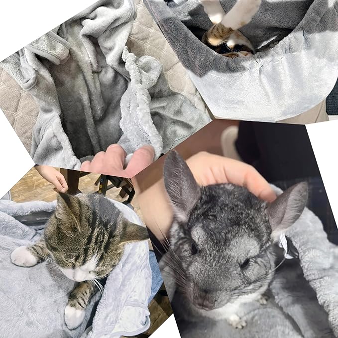 Pet Plush Carrier Apron with Adjustable Sleeping Bag Hands Free Sling Holder Cat Carrying Bonding Pouch for Small Dogs and Cats (Gray-b)