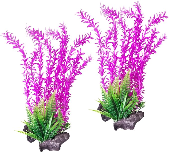 Hamiledyi Aquarium Plastic Plants Aquarium Decor Artificial Fish Tank Plants Lifelike Tall Fish Tank Decorations Aquarium Plant Suitable for Saltwater and Freshwater 15.7in 2pcs