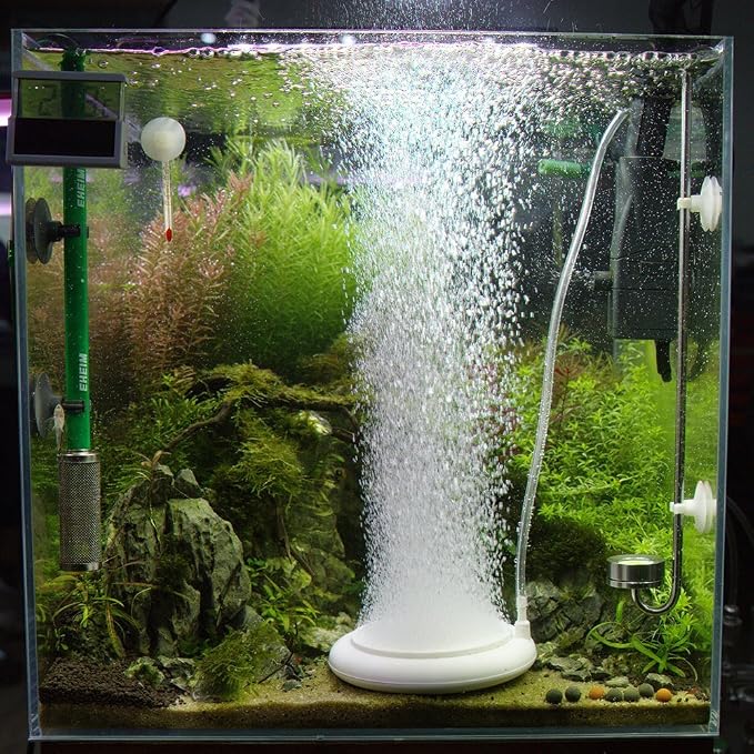 hygger Aquarium Air Stone Kit, Fish Tank Bubbler, Round Air Stone Disk Set for Hydroponics, Small Bubbles, Ultra-High Dissolved Oxygen Diffuser (4-Inch, White)