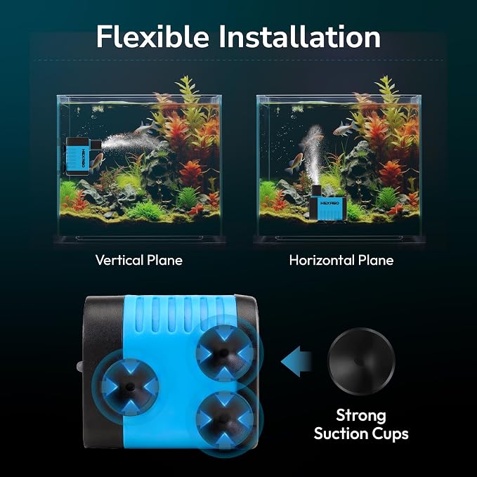 Hexago Small Fountain Pump, 80GPH (4.2W 300L/H) Mini Submersible Pumps, 3 Outlet Adapters, Submersible Water Fountain Pumps for Aquariums, Fish Tank, Tabletop Fountain, Pet Fountain and Hydroponics