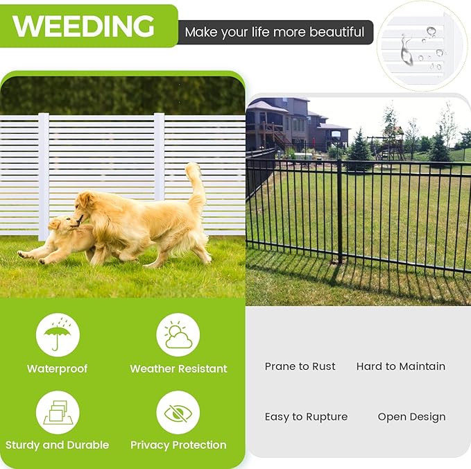 3-Panel White Modern Vinyl Privacy Fence, 36" W x 45" H, Air Conditioner & Trash Can Enclosure