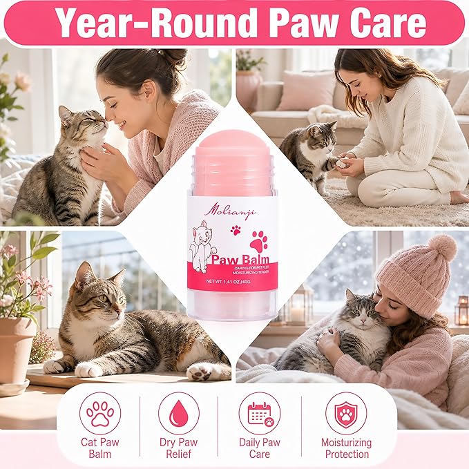 Lick-Safe Dog Paw&Nose Balm with Coconut Oil|Natural Ingredients Paw Cream&Wax for Dry,Large-Capacity Package of 1.41oz|Cracked Pads & Snouts| Cat Moisturizer&Soother (Mixed Colors)