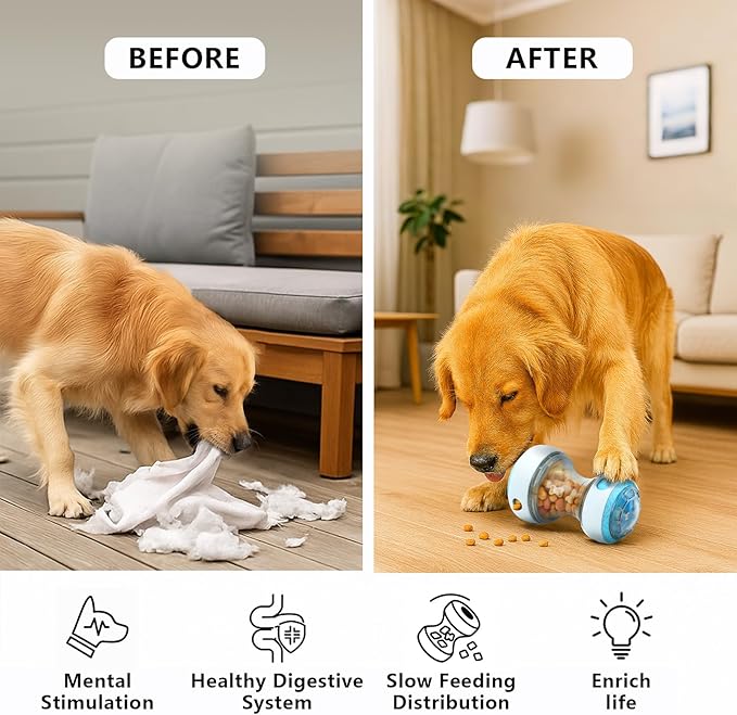Kalimdor Interactive Dog Puzzle Toys for Boredom, Treat Dispensing Dog Toys, Dogs Enrichment Toy to Keep Them Busy, Treat Dispensing Slow Feeder,Mental Stimulation and Training (Blue)