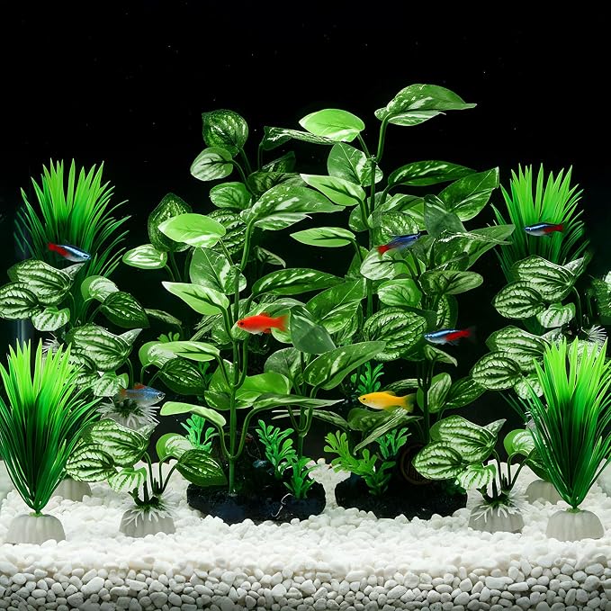 14 Pcs Aquarium Decorations Fish Tank Artificial Plastic Plants Silk Aquarium Plants Aquatic Water Grass Foreground Decor for Fish Tank Decoration