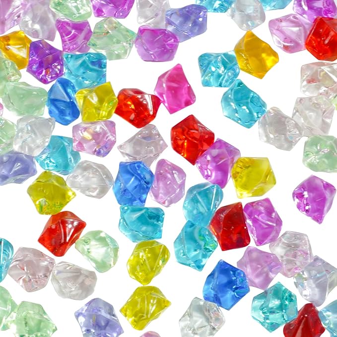 1.1Lb 800Pcs Fake Ice Cubes Clear Rocks Artificial Ice Acrylic Diamonds Vase Fillers for Centerpieces Christmas Decorative Bowl Fillers Desktop Fountain Accessories Fish Tank Aquarium Decorations