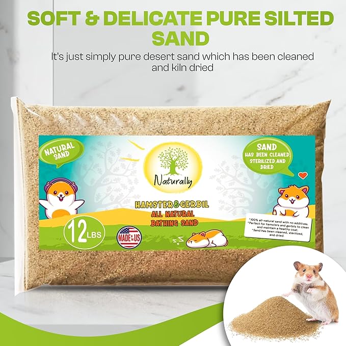 (12lb Bag) Hamster or Gerbil Bathing Sand Litter- All Natural Dry Desert Sand