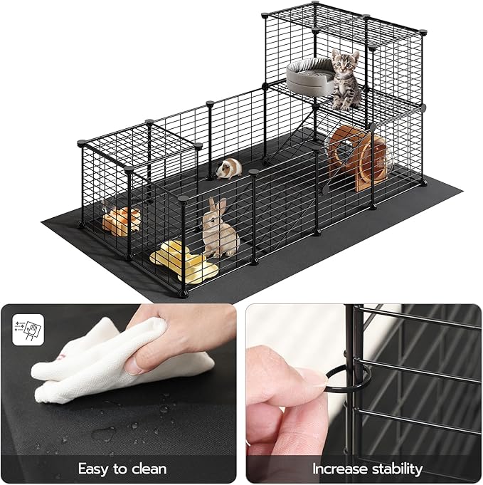 HOOBRO Guinea Pig Cage with Waterproof Mat, 24 Panels Small Animal Playpen, Rabbit Cage, Bunny Cage, Chicken Cage, Pet Playpen, Indoor Outdoor Yard Fence, 57 x 31.5 x 23.6 Inches, Black BK03PP03