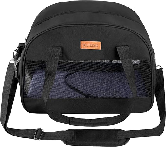 Cat Carrier for Small Cats Dogs, Soft-Sided Pet Carrier for Cats Puppies Small Pets, Lightweight Comfortable Travel Cat Dog Carrier (Black)
