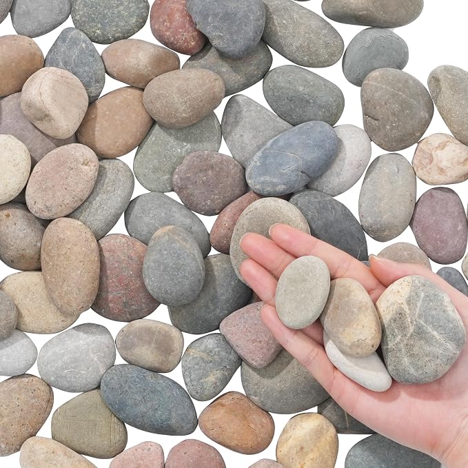 Natural River Rocks-40 lbs of Pebbles and River Stones,1-2 Inch Plant Rocks for Landscaping,Garden Paving,Crafting,Walkways,and Outdoor Decorative Stone,Mexican Beach River Rocks