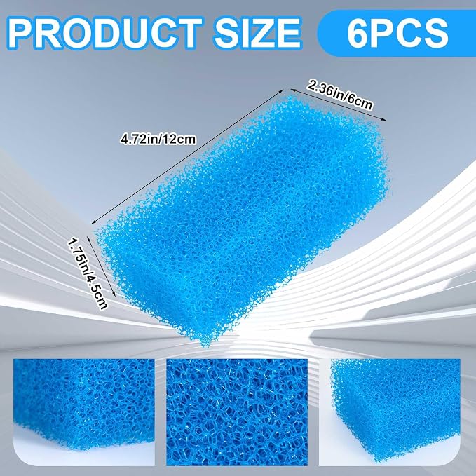 Threlaco 6 Pack Foam Filters Compatible with AquaClear 50 Power Filter, Aquarium Foam Insert, Replacement Sponge Pads for Use in Freshwater & Saltwater Aquarium