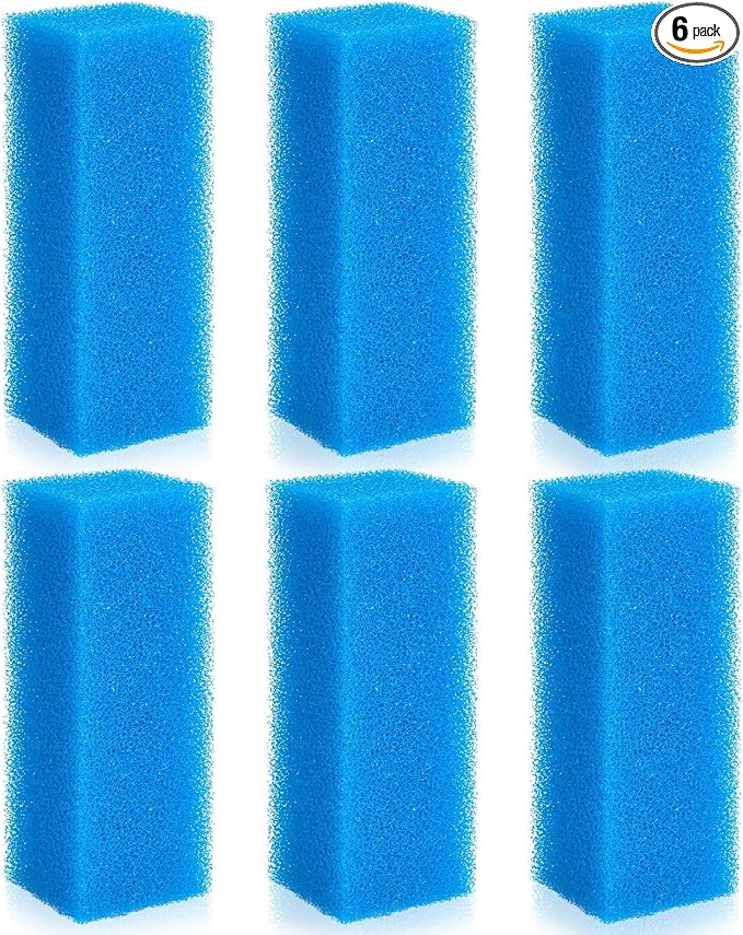 Threlaco 6 Pack Foam Filters Compatible with AquaClear 110 Power Filter, Aqua Clear A623 Aquarium Filter, Foam Insert Sponge Pads for Use in Freshwater & Saltwater Aquarium (Blue)
