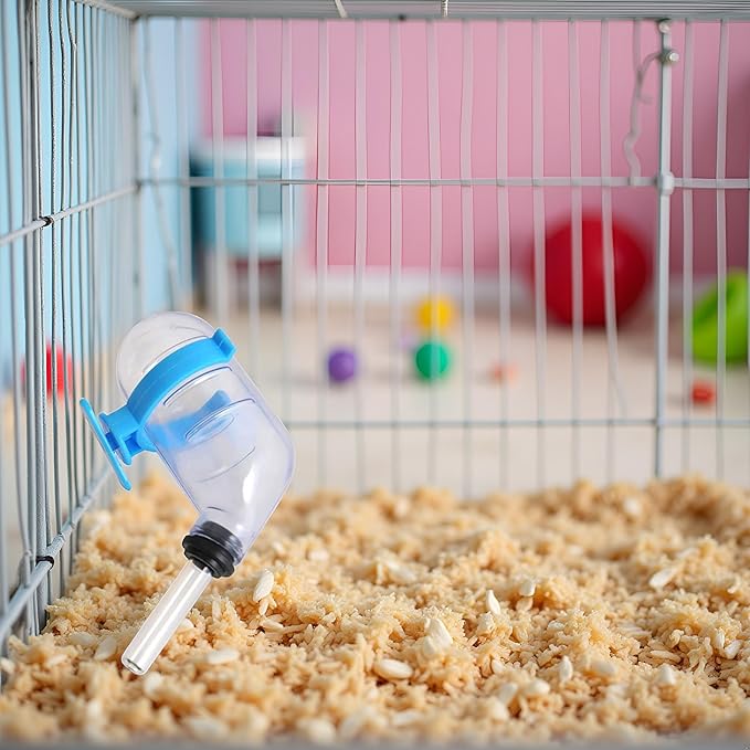 Mini No-Drip Water Bottle Feeder for Hamsters Hedgehogs Gliders Rats Mice and Other Small Pets and Animals, Hamster Water Bottle Dispenser Feeder for Cages, Crates or Wall Mount