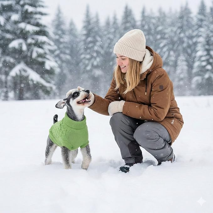 Small Dog Warm Winter Sweater Pet Clothes Knitwear for Small to Medium Breeds Dog Outfits (Green S)…