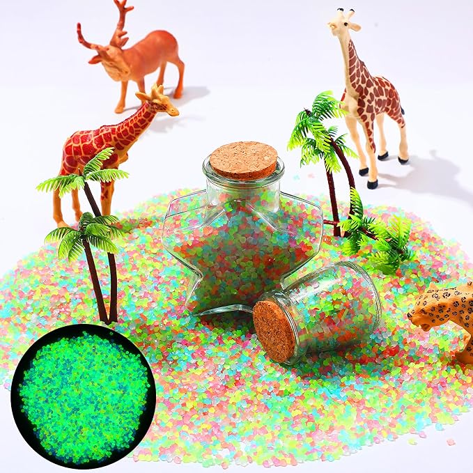 40000 Pcs 3-5mm Glow in The Dark Rocks Pebbles for Fish Tank Sand Aquarium Luminous Gravel Bulk Craft Landscaping Glow Stone for Potted Succulent Decor Fairy Garden, 2.2 Lb/ 1 kg(Multicolor)