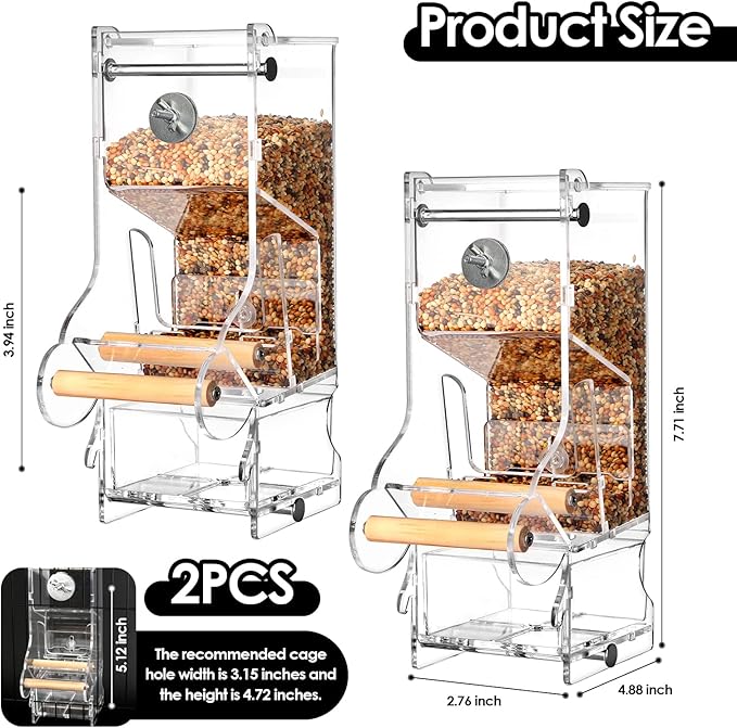 2PCS No Mess Bird Feeder, Transparent Acrylic, Reducing Waste, Suitable for Small Birds