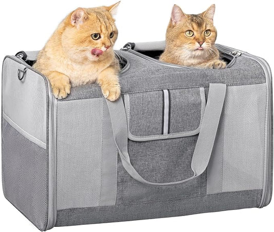 Sedioso Large Cat Carrier for 2 Cats, 21.7X 13.8X 13.8in Pet Carrier for Cat and Dog Up to 38lbs, All-Sided Mesh Cat Carriers with Great Ventilation, Portable Soft Sided Pet Carriers for Traveling