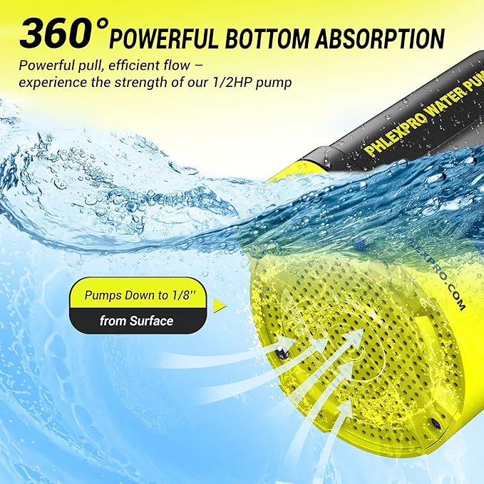 Sump Pump 1/2HP Submersible Water Pump, 2650GPH Utility Pump Thermoplastic Electric Portable Transfer Pump for Swimming Pool Garden Pond Basement with 16.4ft Long Power Cord