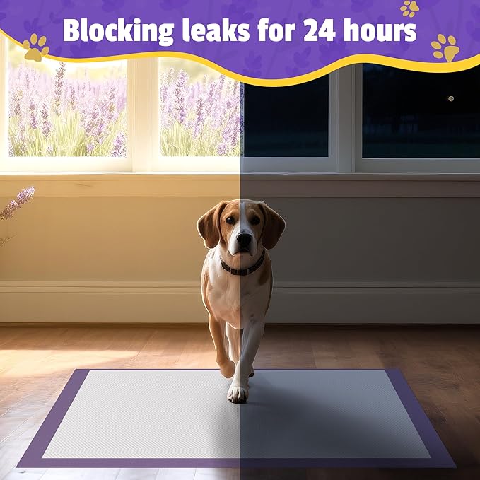 Boscute Lavender Scented Thicken 6 Layers Heavy Absorbent 30"x36" Pet Training Dog Pee Pads, Extra Large Polymer Leak-Proof Quick Dry Puppy Pee Pads, Disposable Pee Pads for Dogs Cats Rabbit 150Counts
