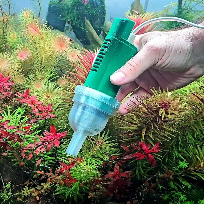 Aquarium Spot Vacuum for Gravel, Sand & Aquasoil, Electric Aquarium Cleaner, Removes Debris Without Removing Water (No Water Change Needed), Fully Submersible, Compact Design for Tight Spaces