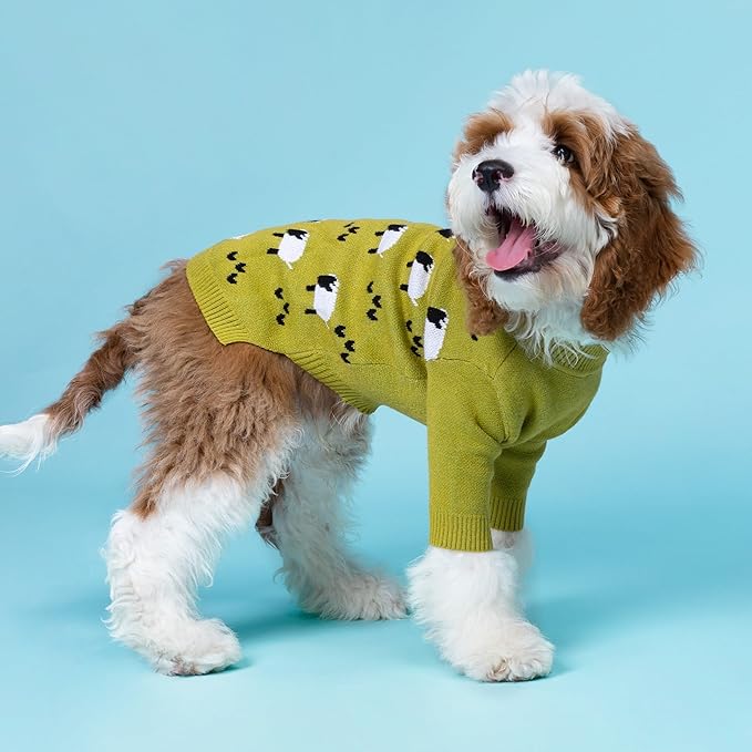 Fitwarm Funny Sheep Sweater, Thermal Winter Clothes for Small Dogs, Boy & Girl Dog Holiday Clothes, Doggy Pullover Jumper, Pet Outfit, Black, Green, White, XL