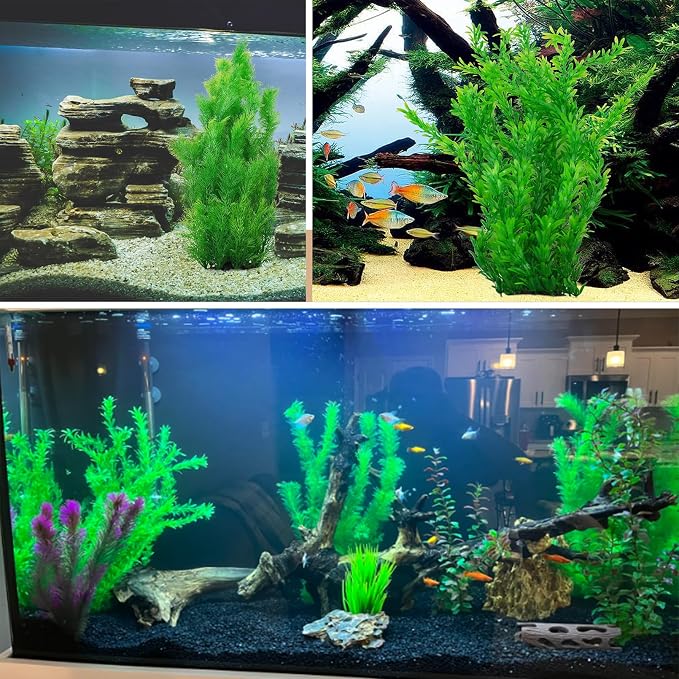 kathson Aquarium Plants Plastic Realistic Tall Fish Tank Plant Decorations Seaweed Fish Tank Decor Artificial Plants Ornament for Aquarium Extra Large 21.7 Inches (Green,2 PCS)