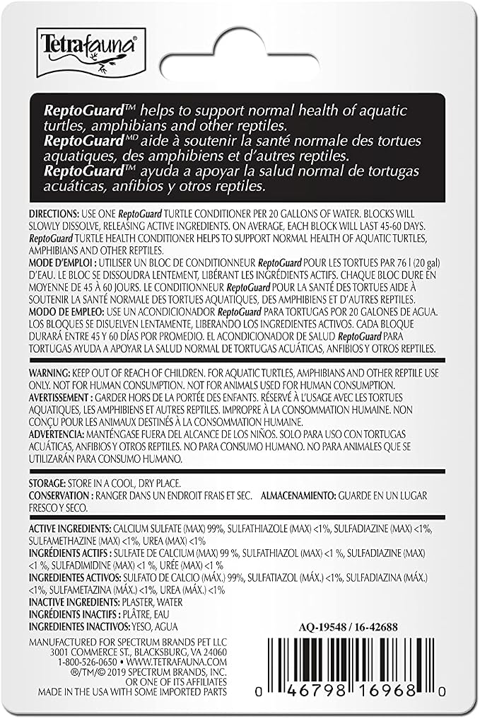 TetraFauna ReptoGuard Turtle Health Conditioner, 1 Count | Slow Release Sulfa-Medicated Block, Controls Organisms for Healthy Environment, For Aquatic Turtles, Amphibians & Reptiles