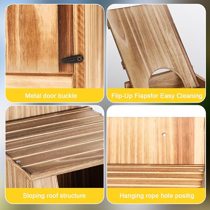 2 Pack Half Round Owl Houses, Bird Houses for Outside, Wooden Owl Nest Box Large Opening Screech Outdoor Bird's Box, for Wildlife Screech, Barred, Great Horned, Barn Owls, Assembly Required