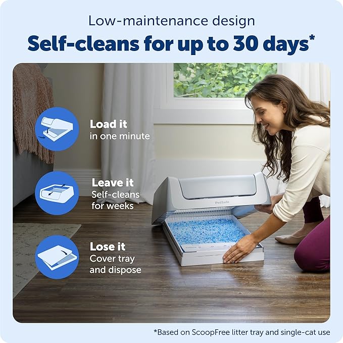 PetSafe ScoopFree Crystal Pro Legacy Automatic Self-Cleaning Cat Litter Box Enclosed Front-Entry Includes 1 Disposable Crystal Litter Tray Advanced Odor Control Gray (PAL00-16806)