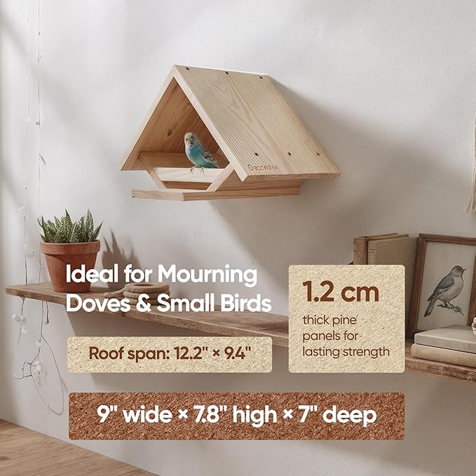 Dove Nesting Platform for Outside - Mourning Dove Nesting Box, Wooden Bird Nest for Pigeons, Open Bird Nesting Platform for Backyard Garden by Decoribles