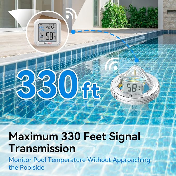 Smart Pool Thermometer with WiFi Gateway, Digital Floating Anti-Fog 360° Reading with IPX7 Waterproof, Remote App Notification Alert for Hot Tub/Ice Bath/Swimming Pool/SPA/Aquarium/Pond