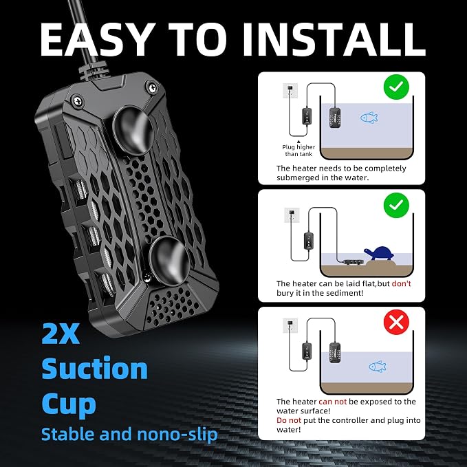 FREESEA Aquarium Fish Tank Heater: 100W Submersible Aquarium Heaters with Adjustable Digital LED Controller Leaving Water Automatic Stop Heating for 10-20 Gallon Turtle Freshwater Saltwater