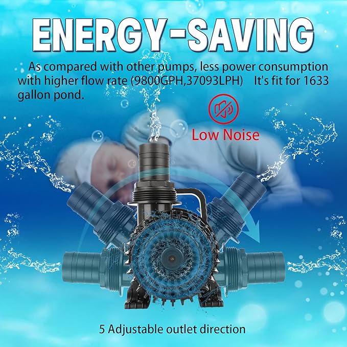 (1700GPH-120W,UL listed) Large Fountain Submersible Water Pond Sump Pump Aquarium Electric Waterfall Pump Outdoor PS-1700 (Pack of 2)