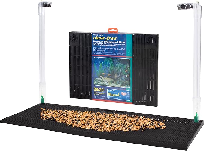 Penn-Plax Undergravel Aquarium Filter for 20 (Long) - 29 Gallon Tanks – Two 14” x 11.1” Plates – Under Gravel System for Clear, Clean Water – Safe for Freshwater and Saltwater Tanks