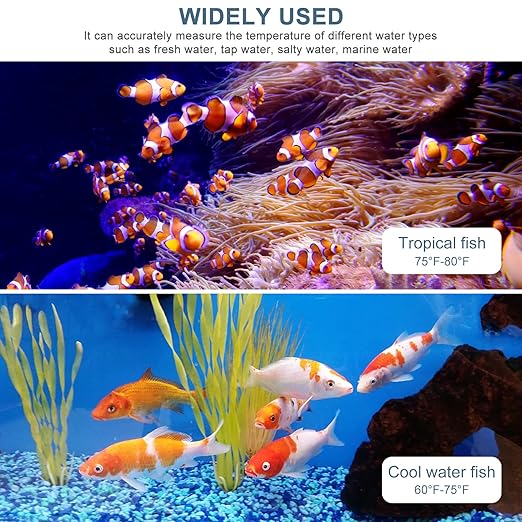 Upgraded Aquarium Thermometer, 2 Pack Digital Fish Tank Thermometer, Large LED HD Display ±0.1°F, Fahrenheit Tank Temperature Measurement for Fish, Axolotl, Turtle