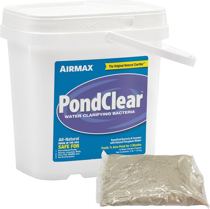 Airmax PondClear Packets Beneficial Bacteria Pond Clarifier, 12-Count | Enzyme Clarifier with EcoBoost PRx to help clear and clean pond and lake water while remaining safe for fish