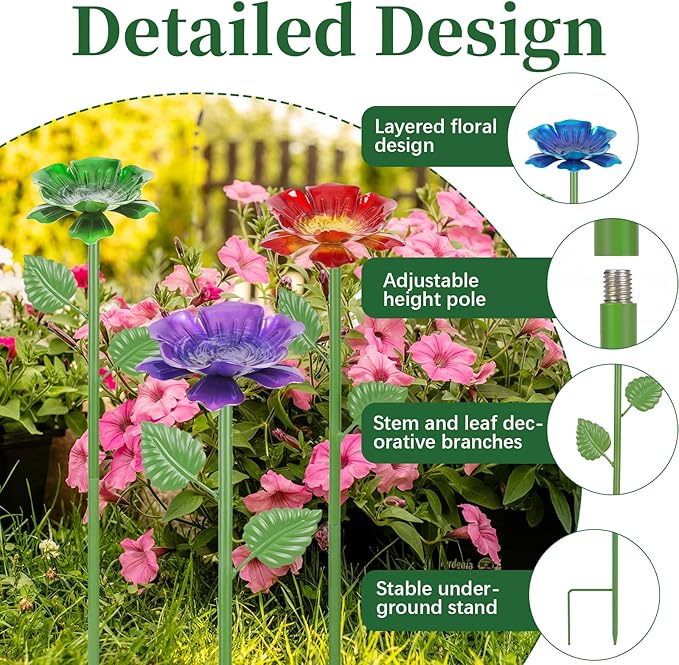 8 Pack Bee Watering Station - Flowers Butterfly Feeder, Bee Water Feeders for Outside, Metal Garden Decor, Bee Baths for Garden Yard Patio